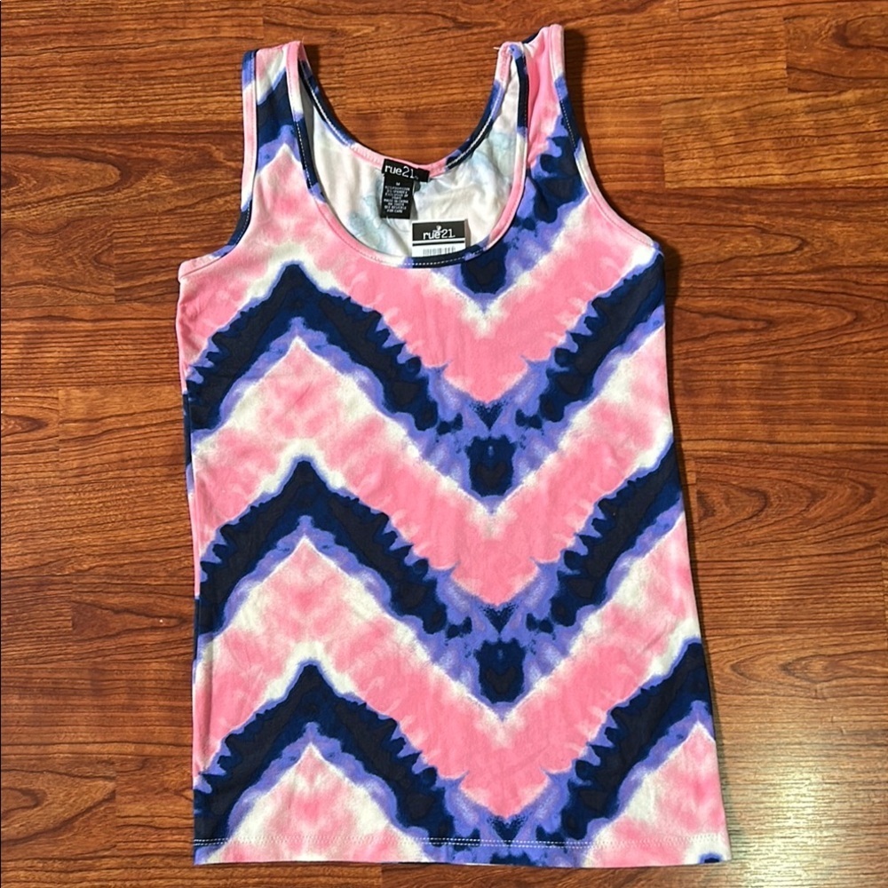 Rue21 Pink & Blue Chevron Tank Top